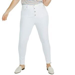 Madewell High Waist Button Fly Ankle Jeans Size 37 White NWT